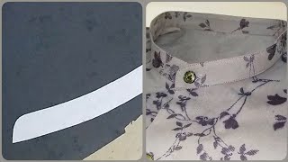 How to cutting and stitching chinese collar in shirt