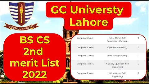 GCU Lahore BS Computer Science 2nd Merit Lists 2022 Has been Uploaded || #gcul #gculahore #meritlist