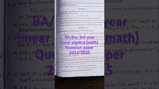 ||Linear Algebra||BA/Bsc 3rd year##previous year Question paper new pattern 2024-2025