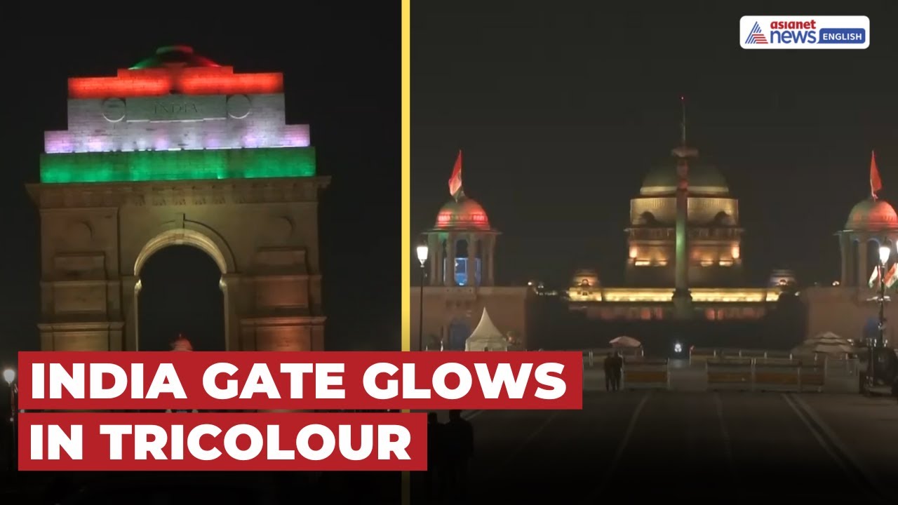 Delhi: Tri Colour Lighting at India Gate Ahead of Republic Day 2026