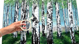 3D TAPE BIRCHTREE STEP BY STEP FLUIDART ACRYLIC PAINTING TUTORIAL FOR EVERYONE