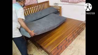 Teak wood sofa cum bed #sofacumbeddesign Teak wood sofa cum bed #sofacumbeddesign