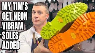 Neon Sole Swap on my Timberland Boots - Vibram sole recraft #shoerestoration