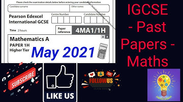 IGCSE - Past paper Practice- Board Exam - May 2021 - Mathematics Edexcel : Q26