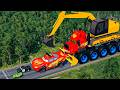 Big & Small McQueen & Police Car vs Zombie Mack, Giant Speed Bumps Downhill Race – BeamNG.drive