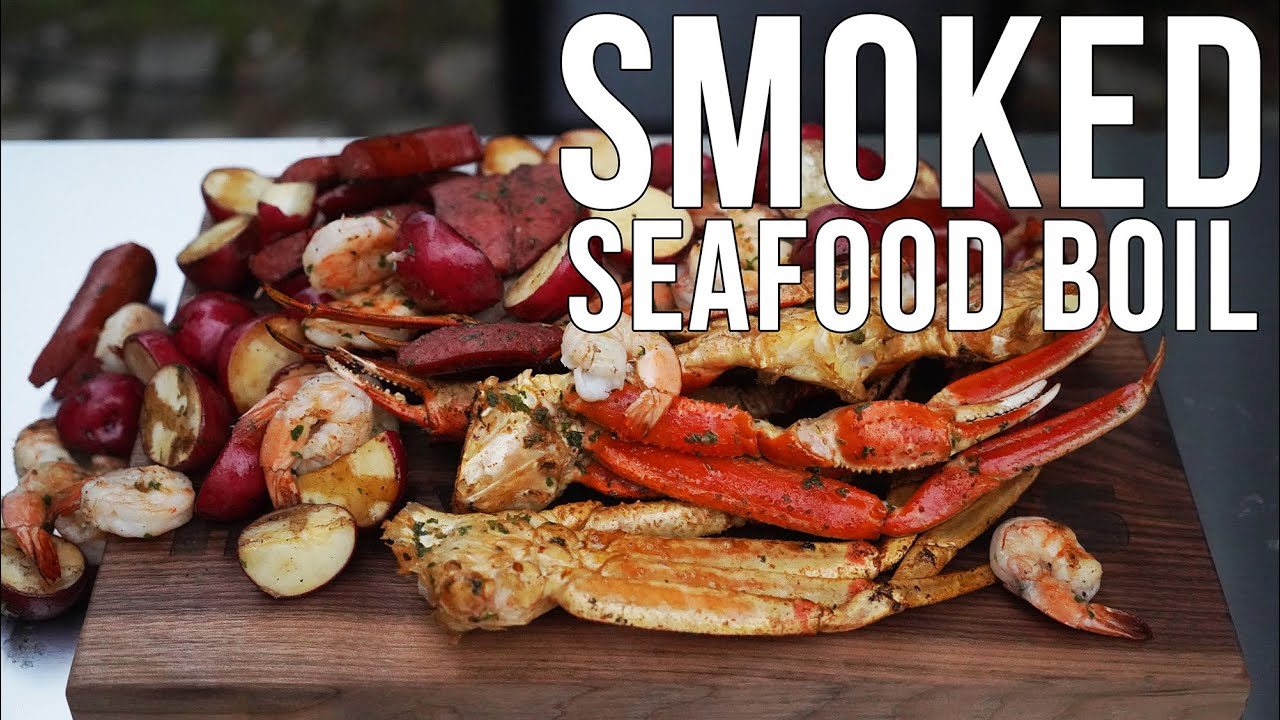 Smoked Snow Crab Legs, Shrimp, Kielbasa and Potatoes - Pit Boss Smoked Seafood Boil!