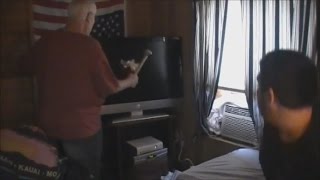 Angry Grandpa Destroys Michaels Hdtv