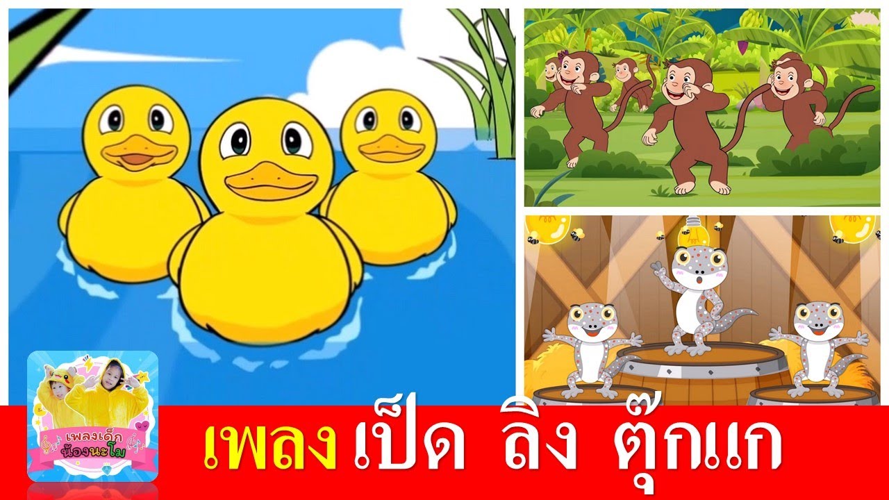 เพลงเด็ก เป็ด ลิง ตุ๊กแก | เป็ดก้าบก้าบ | ลิงเจี๊ยกเจี๊ยก | ตุ๊กแก ตุ๊กแก