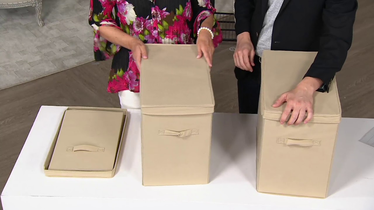 PopIt Set of 3 Collapsible Storage Bins with Lids on QVC YouTube