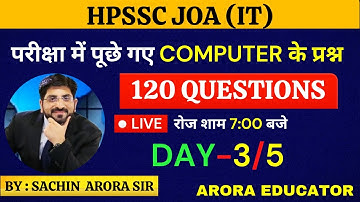 HPSSC/HPSSSB Junior Office Assistant (JOA) Previous Year Question Paper | Computer Class | Day-3/5 |