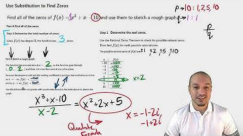 Use Substitution to Find Zeros of a Polynomial (x³ + x − 10)