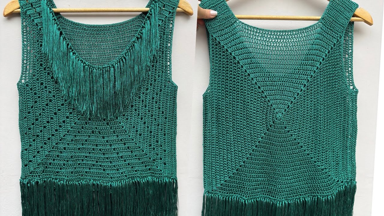 Blusa de franjas em crochê ! Blusa fio cordone em crochê ! Meus crochês !