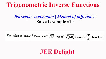 ITF| Telescopic summation| Method of difference| Solved example #10 (details in description)