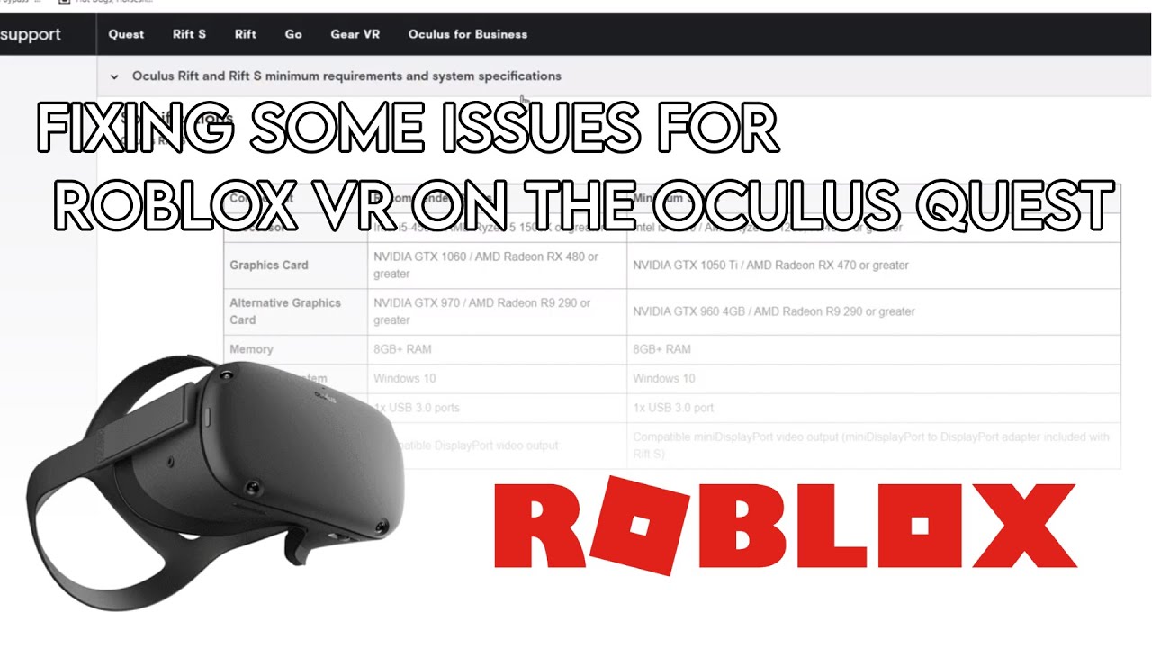 How To Play Roblox Vr With The Oculus Quest Youtube - minimum specs to play roblox in vr