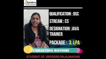 JSPIDERS RAJAJINAGAR STUDENT |CHRISTINA NAVOMI| FEEDBACK |JAVA TRAINER😍