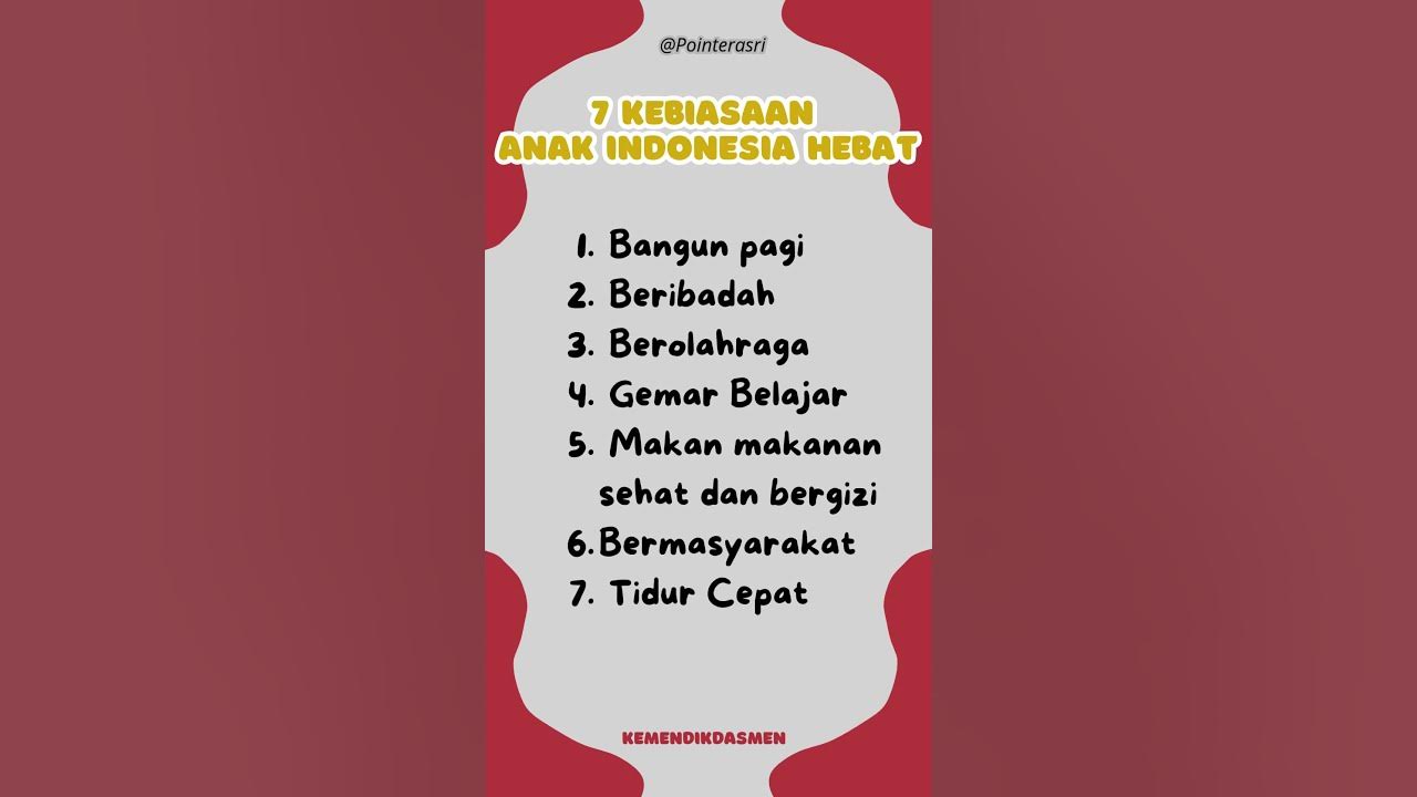 7 kebiasaan Anak Indonesia Hebat