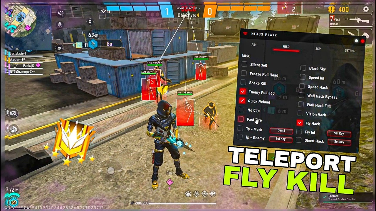 FREE FIRE PC PANEL OB52 🎯 FLY TELEPORT  | EVERY DAY FREE PANEL FOR ALL SERVER SAFE ✅