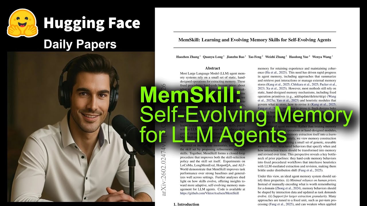 MemSkill: Self-Evolving Memory for LLM Agents - YouTube