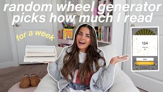 random wheel generator picks how many pages I read for a week!! *spoiler free reading vlog*