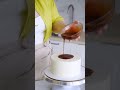 A person putting flavored syrup on the top of cake