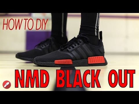 Blackout Adidas NMD Boost Custom Tutorial! - YouTube