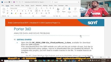 Shelly Cashman Excel 2019 | Modules 8-11: SAM Capstone Project 1a Porter 360 |#Excel2019 #SAM