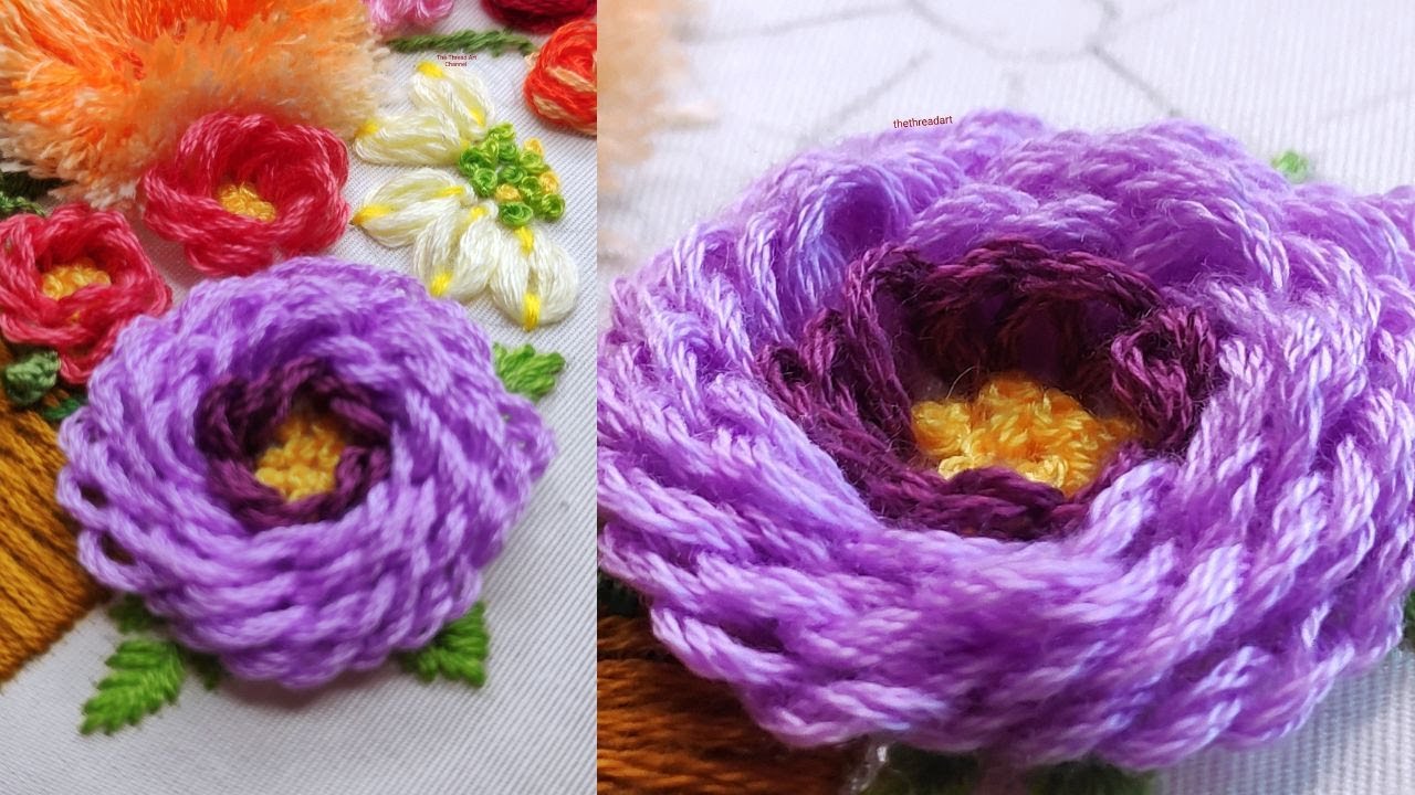 3D Flower Embroidery Looped Blanket Stitch Part 2 YouTube