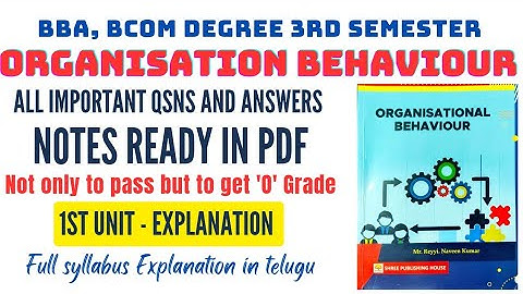 organisational behaviour degree 3rdsem imp qsns with answers explanation in telugu notes pdf #degree