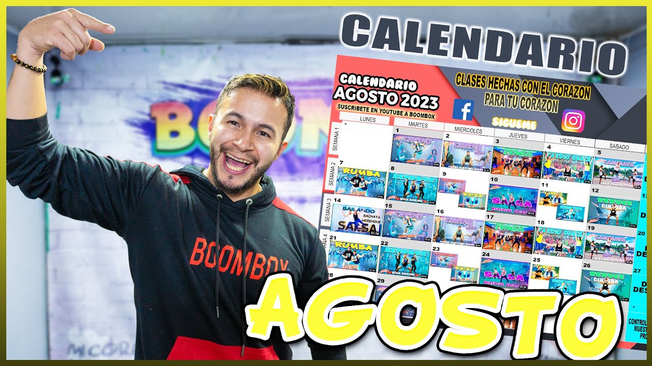 CALENDARIO AGOSTO 2023 + Obsequio Boombox Fitness YouTube