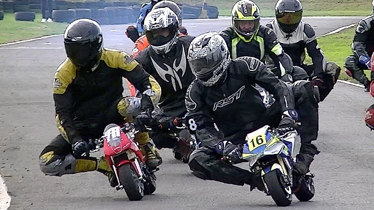 Big Dudes racing Pocketbikes in AMAZING RACE! Minibike Champs. 2018, Rd 8