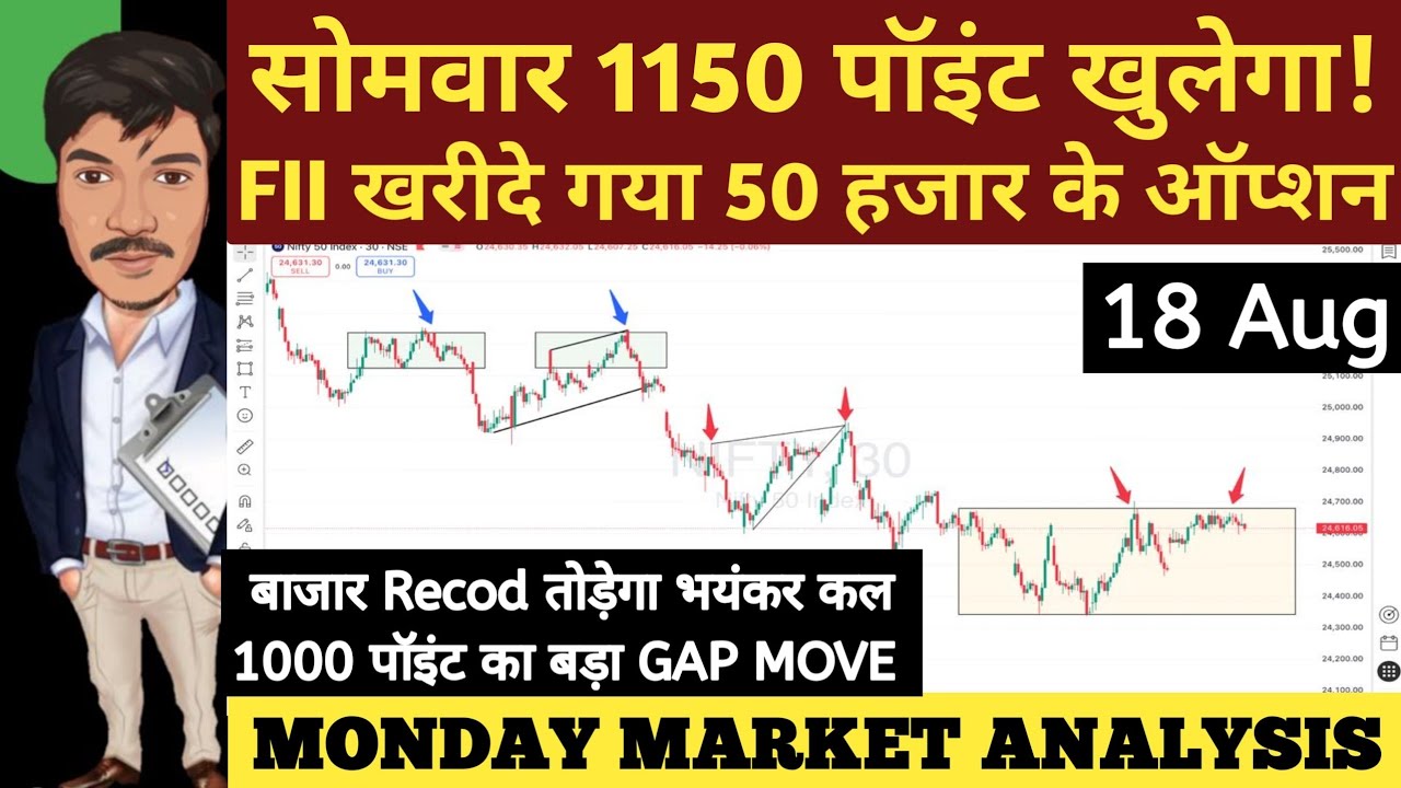 MONDAY 18 AUGUST 2025 | GAP UP OR GAP DOWN | NIFTY PREDICTION FOR TOMORROW BANKNIFTY ANALYSIS MARKET
