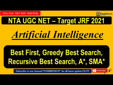 Artificial Intelligence| Best First, Greedy Best Search, Recursive Best Search, A*, SMA* NTA UGC NET