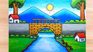 Cara Menggambar Pemandangan Gunung Jembatan Sungai Di Pedesaan ( PALING MUDAH) Untuk Pemula Cara Menggambar Pemandangan Gunung Jembatan Sungai Di Pedesaan ( PALING MUDAH) Untuk Pemula