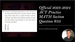 Official ACT Practice Exam Math Question #33 FULL EXPLANATION!