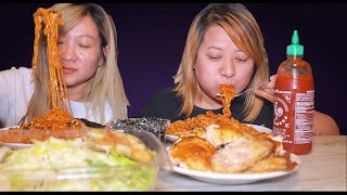 5packs#ramen #grilledchicken #salad #seaweed #mukbang #famsherai