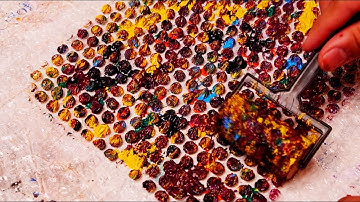 Abstract Painting using bubble wrap