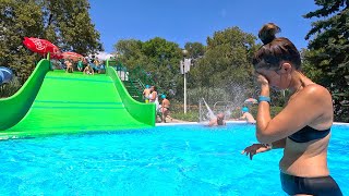 🔫 Green Family Water Slide 💦 At Római Strand 🇭🇺