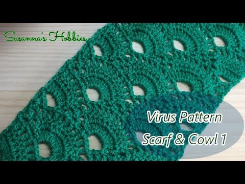 かぎ針編みフラットウイルス基本 マフラー スヌード スカーフ ショール ストール Crochet Tutorial Virus In Rows Scarf Cowl スザンナのホビー Youtube