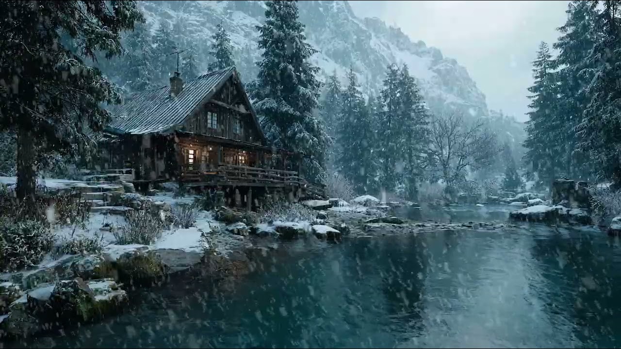 In the Middle of a Snow Covered Wilderness at Night | Cold Wind Sounds for Deep Restful Sleep