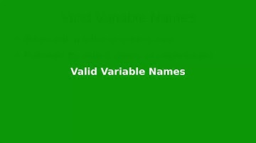 Chapter 3: Valid Variable Names