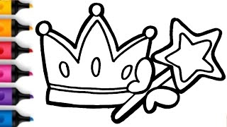 How to draw c cute and easy Crown and Band Drawing, Painting and Coloring for kids & toddlers #crown