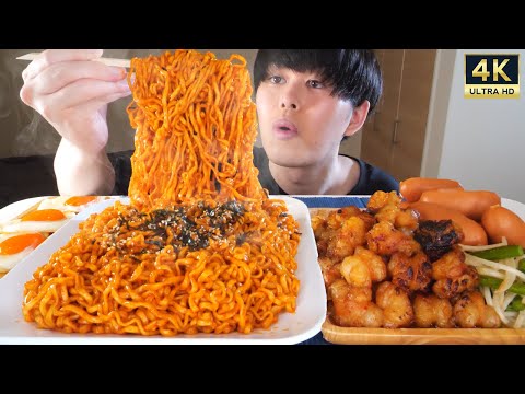 ASMR プルダック炒め麺と牛ホルモン Fire Noodles & Beef Intestines EATING SOUNDS | 咀嚼音 | MUKBANG | 먹방