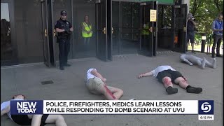 First responders practice during mass casualty bomb explosion training at UVU