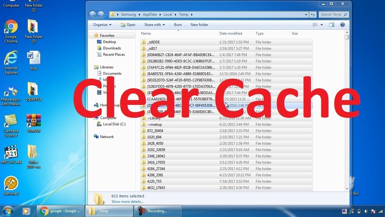 clear cache windows 7