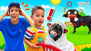 Henrique e Heitor em Apuros com Bebê Boi da cara Preta - Universo Kids
