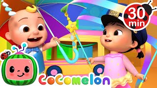 Wheels on the bus | JJ and Cece's Color Play | CoComelon Nursery Rhymes & Kids Songs