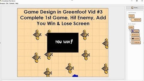 Greenfoot #3 - Game Dev & Programming - Finish the Game! Hit Enemy, You Win and You Lose Screen