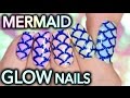 Mermaid glow nail art with shimmer effect!