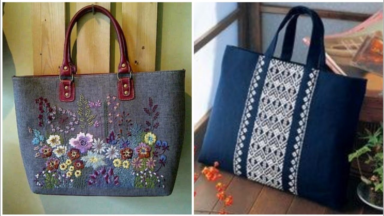 very stylish hand embroidered fabric bags design patterns and ideas