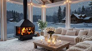 ☕❄️ Soft Winter Piano and Fireplace Ambience | Snowy Cabin Retreat for Deep Focus and Relaxation